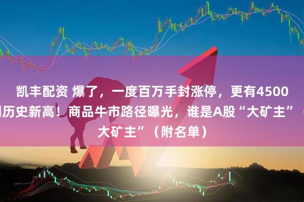 凯丰配资 爆了，一度百万手封涨停，更有4500亿龙头创历史新高！商品牛市路径曝光，谁是A股“大矿主”（附名单）