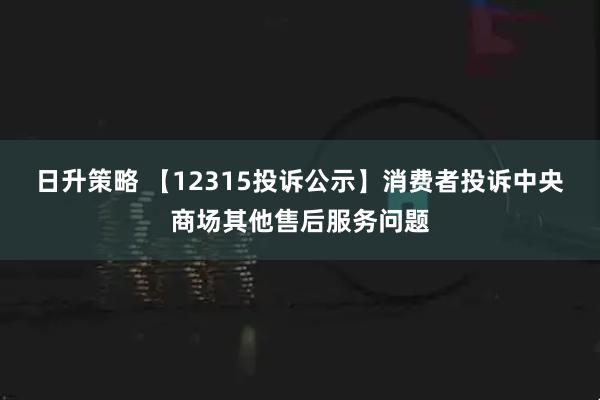 日升策略 【12315投诉公示】消费者投诉中央商场其他售后服务问题