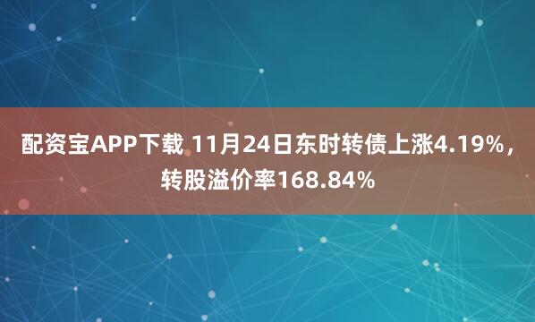 配资宝APP下载 11月24日东时转债上涨4.19%，转股溢价率168.84%